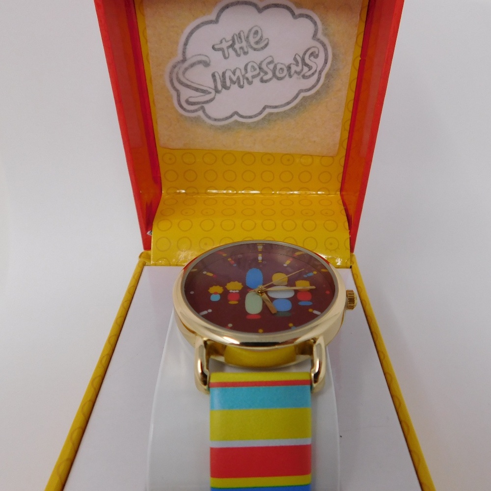 Simpsons Women's Watch Analog Faux Leather SMP5018AZ Multicolor Gold Cartoon